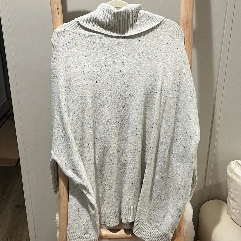 LOFT Cream Speckled Cowl Neck Sweater Tunic with Pockets - Picture 3 of 3